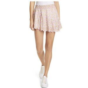 LoveShackFancy Pink & Yellow Floral Mini Skirt